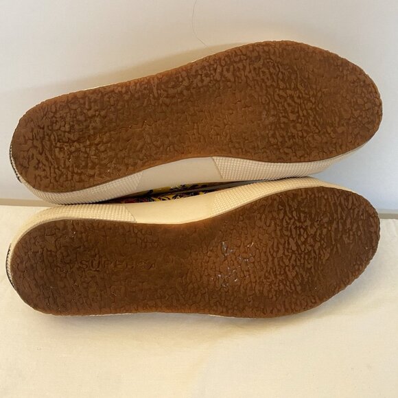 Superga W's 7.5 EU 38 Yellow Gold Satin Korelaw Floral Embroidered Sneakers EUC - Picture 6 of 7